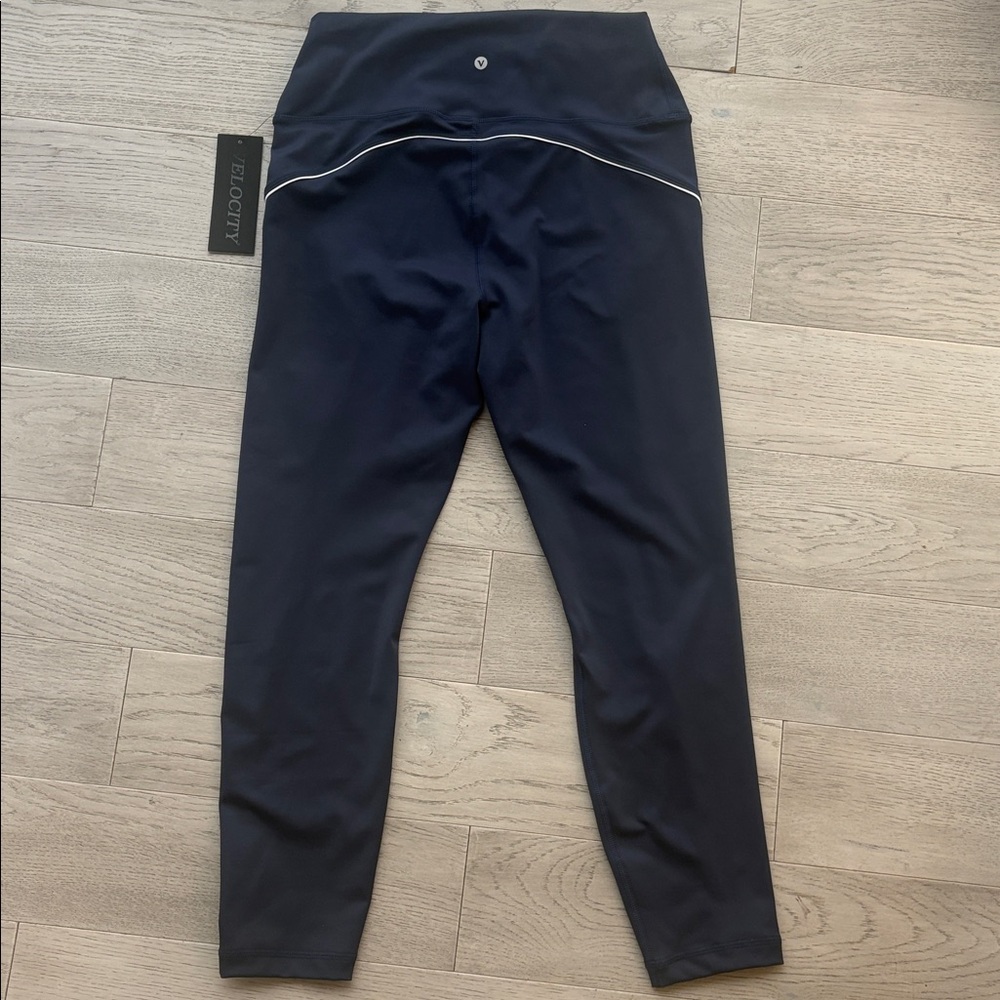 Velocity Interlock Highlight Naval Blue Leggings Women’s XL New NWT - Picture 2 of 7